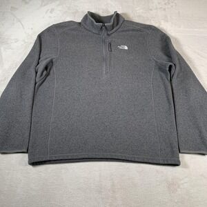 North Face Pullover Mens XL Gray Fleece Quarter Zip Sweater Outdoor Hiking Warm